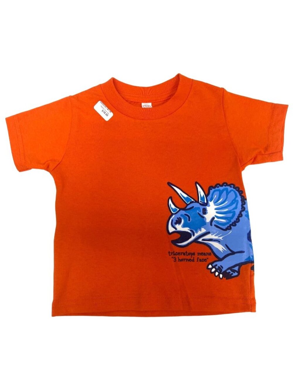 Smithsonian Rabbit Skins Kids Orange Triceratops T-Shirt Size 2